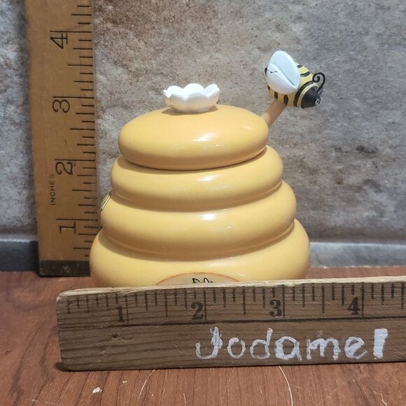 Honey Miel Beehive Honey Pot Daisy Lid Handle Bee Dipper - Picture 8 of 11